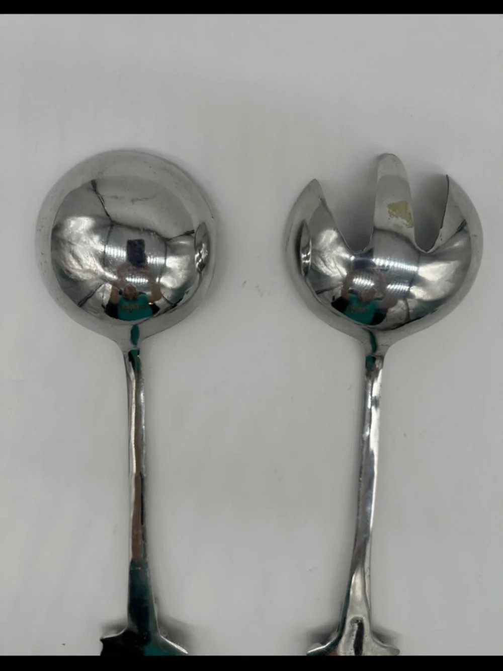 Western Longhorn Steer Salad Servers Silver Tone Ranch Kitchen Set